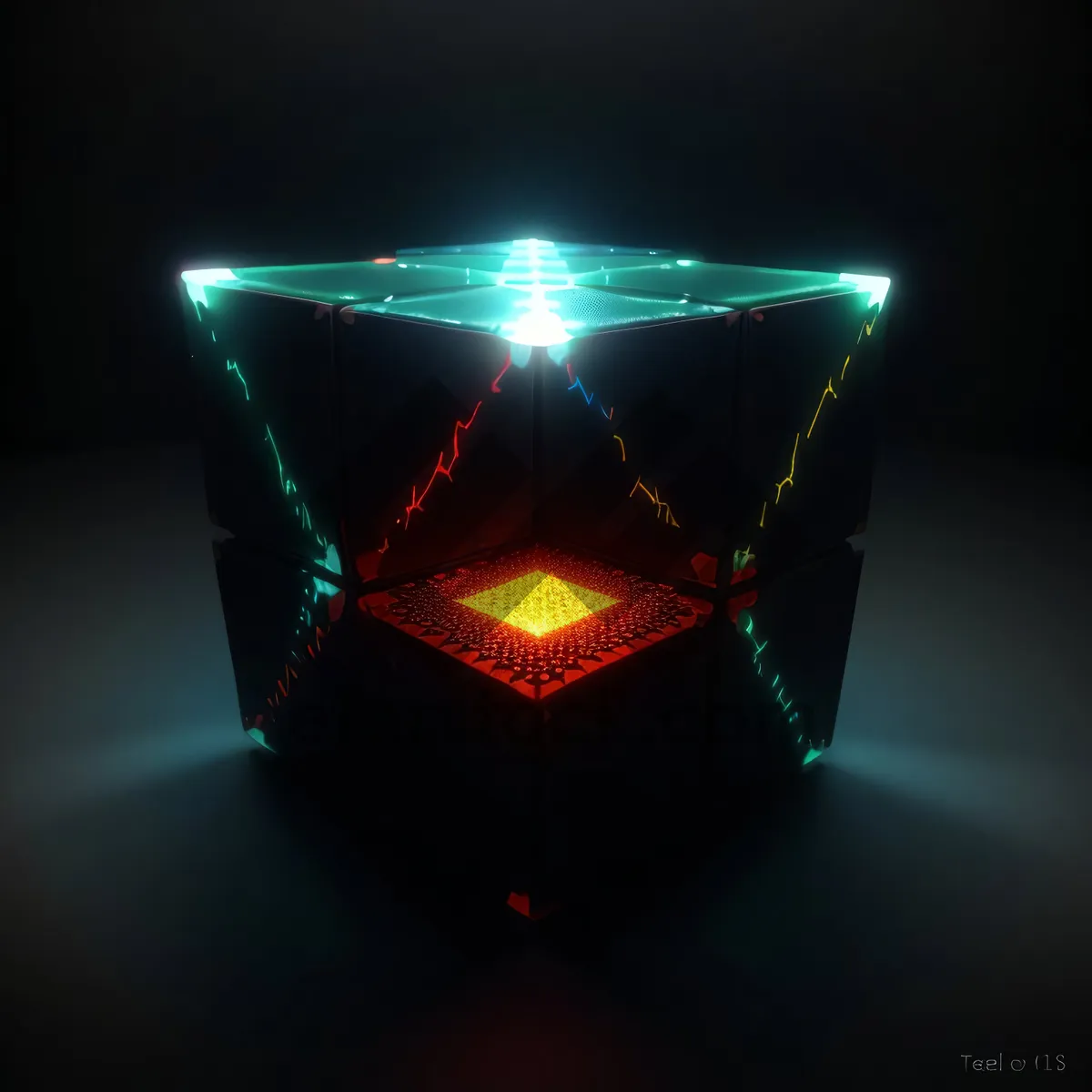 Picture of Black fractal design with 3D gem shape