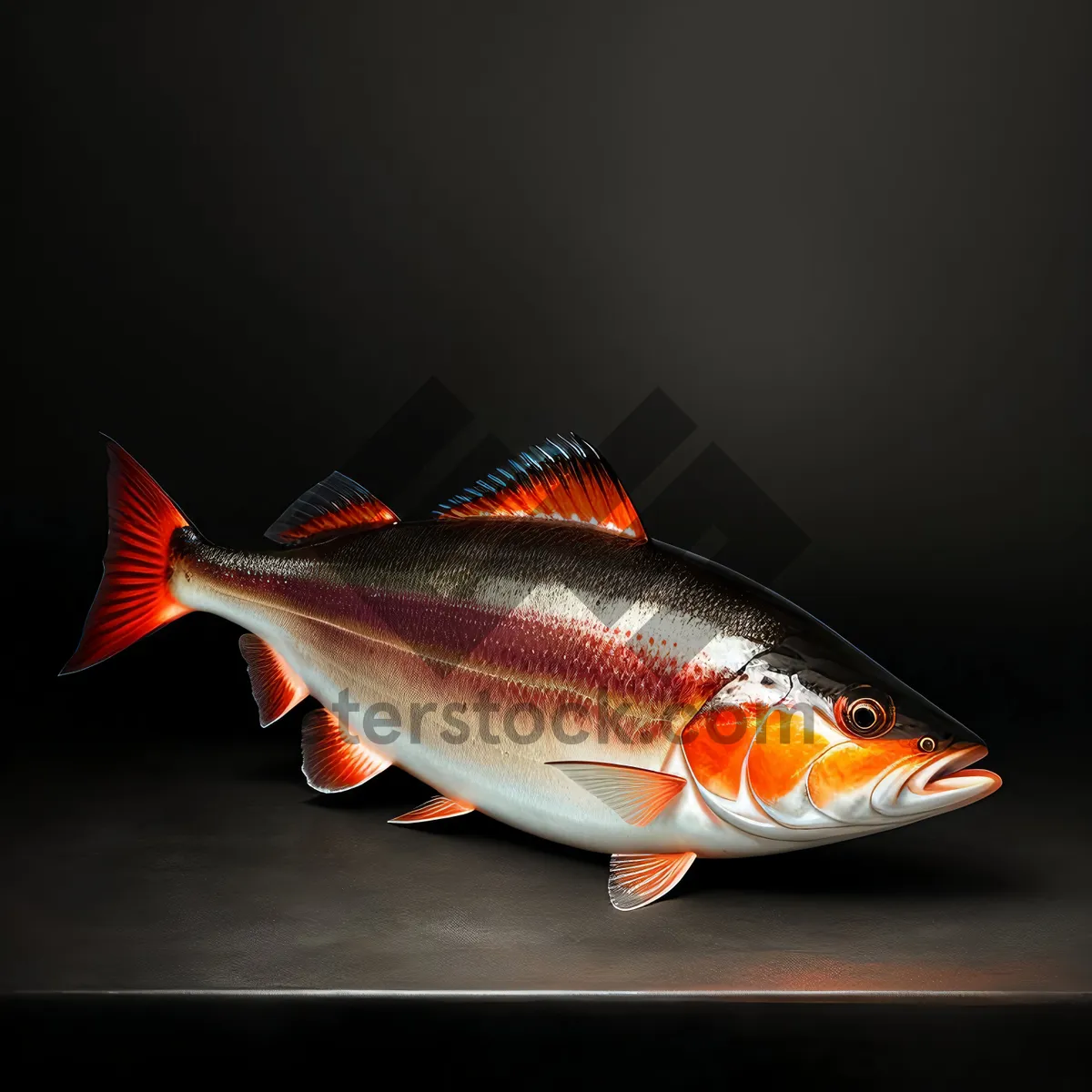 Picture of Golden Finned Aquarium Snapper Swims Underwater