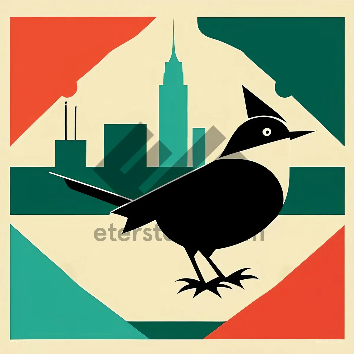 Picture of Silhouette of Artistic Design Icon: Symbolic Flag Sign