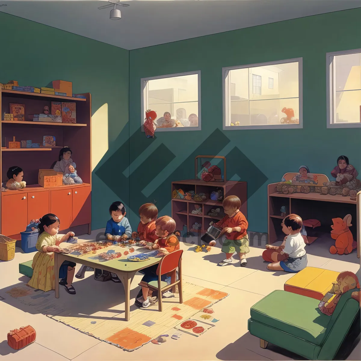 Picture of Modern Classroom Interior with Stylish Furniture