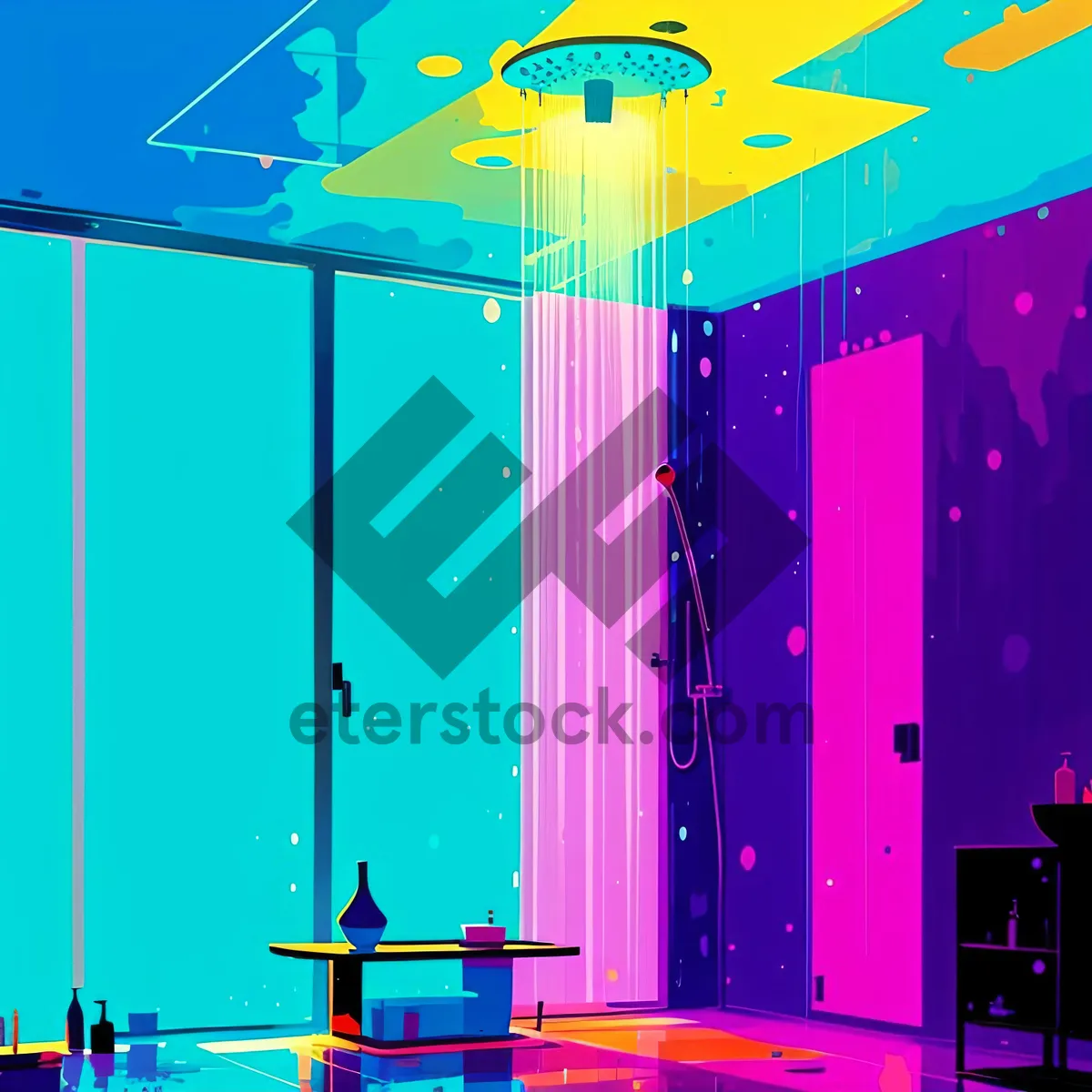 Picture of Vibrant Silhouette Design with Bright Lights