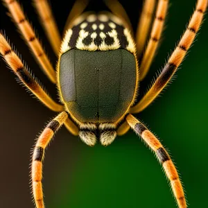 Black and Gold Garden Spider - Captivating Arachnid Wildlife Close-up