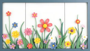 Colorful floral spring tulip garden wallpaper frame