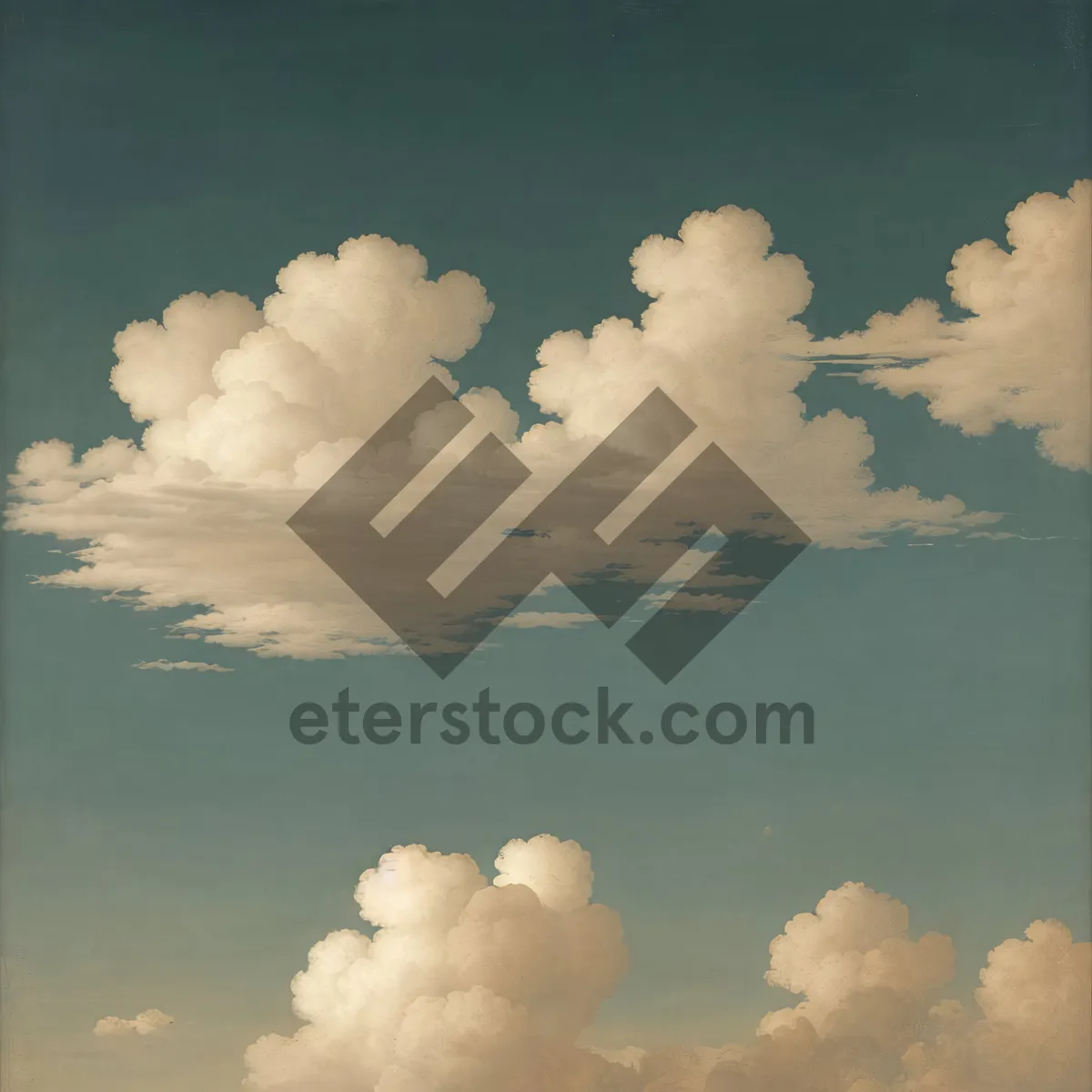 Picture of Vibrant Summer Sky with Fluffy Clouds