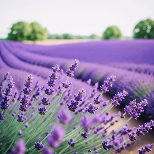 Vibrant Lavender Shrub in a Fragrant Field