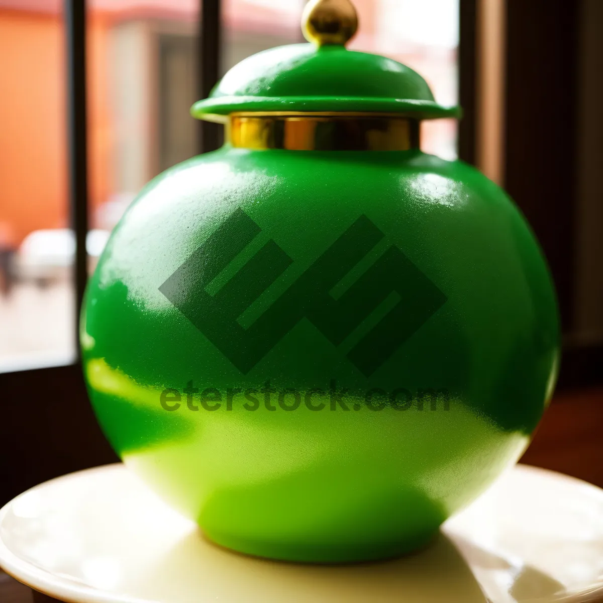 Picture of Teapot with Glass Cup and Spoon