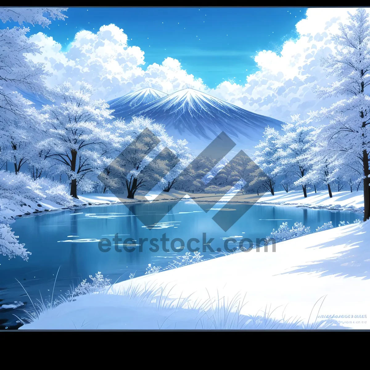 Picture of Snow-capped Alpine Mountains in Winter Wonderland