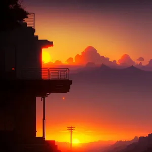 Golden Horizon: Majestic Sunset Over Mountain Landscape
