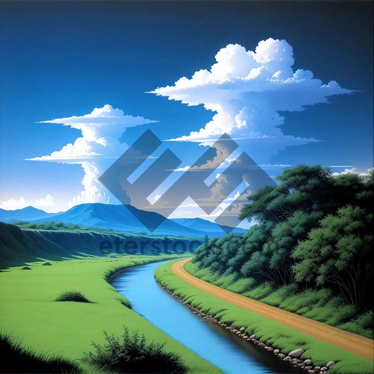 Picture of Serene Summer Sky Over Rural Landscape