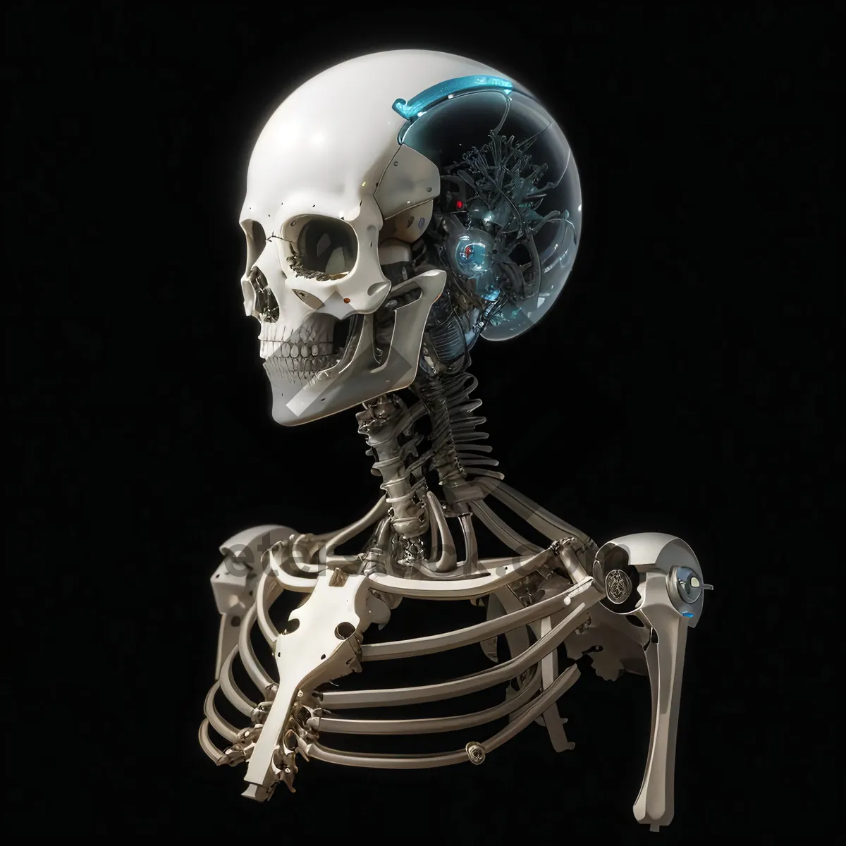 Picture of Spooky Skeleton Bust Sculpture in 3D Art.