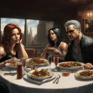 Happy Couple Enjoying a Meal Together at Restaurant
