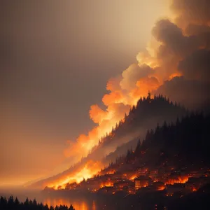 Vibrant Sunset Sky with Fiery Clouds