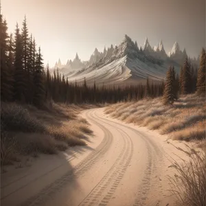 Majestic Winter Wonderland: Snowy Landscape among Pine Trees