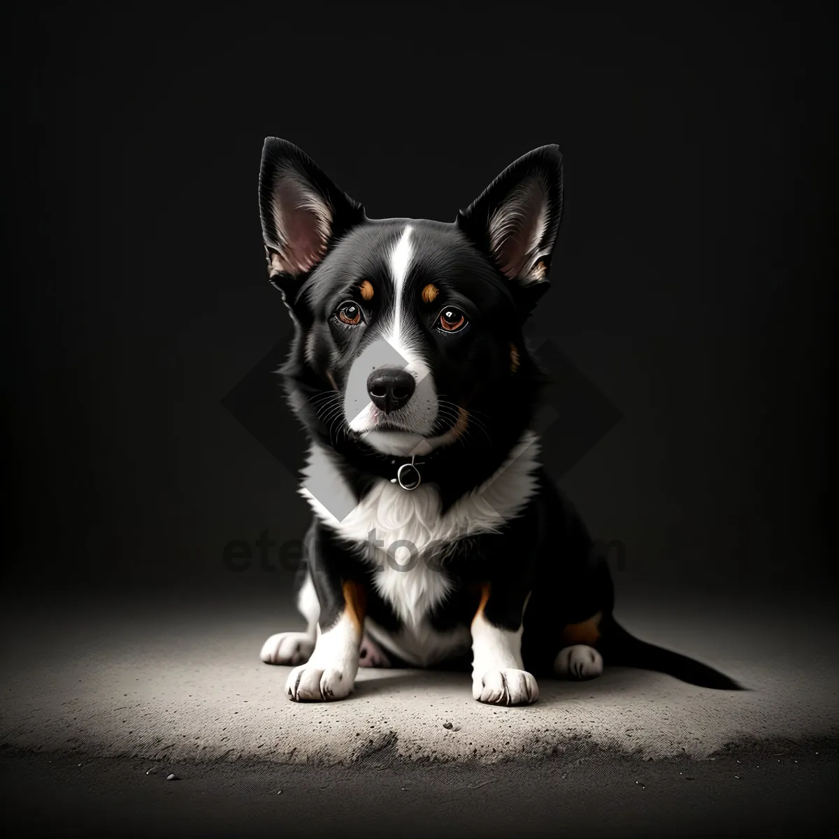 Picture of Cute Black Border Collie Dog Portrait
