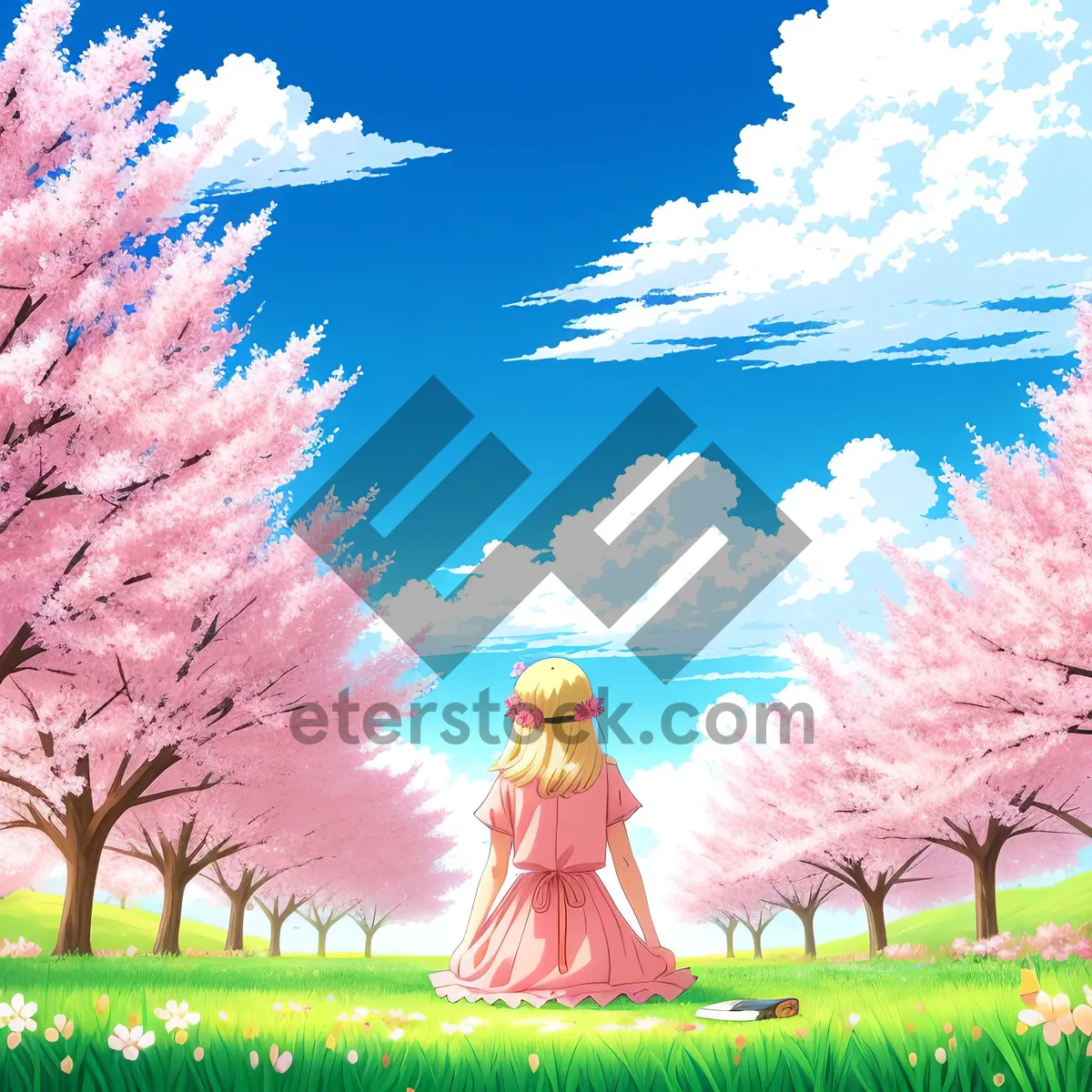 Picture of Serene Countryside Meadow under Clear Blue Sky