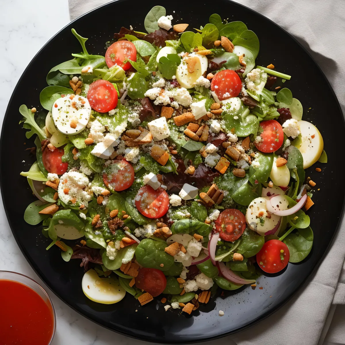 Picture of Healthy Gourmet Vegetable Plate with Cheese and Olives