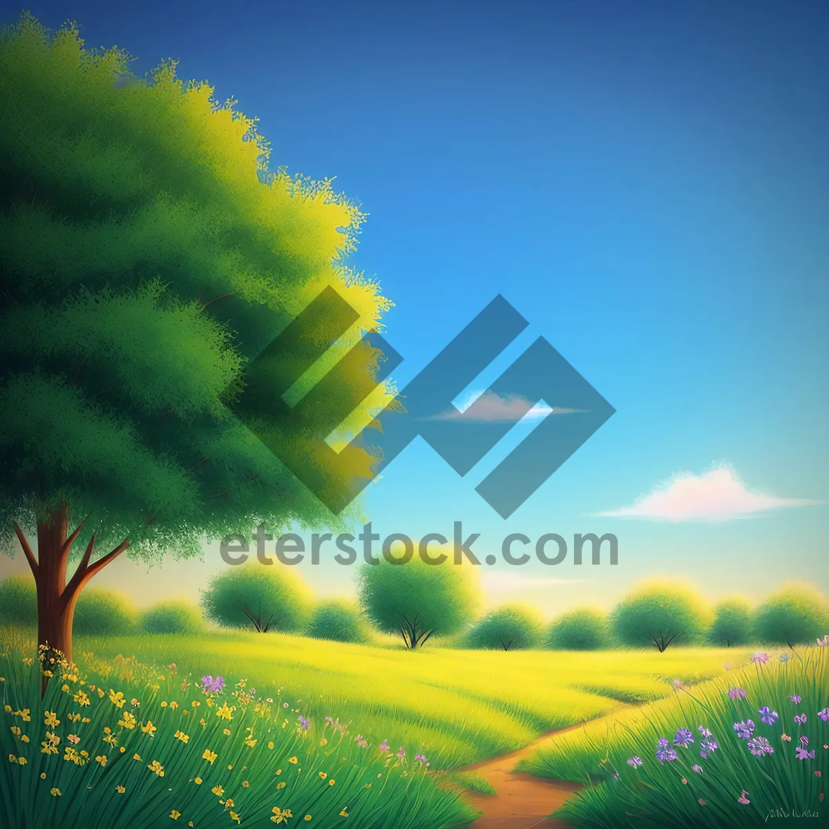 Picture of Dandelion meadow under sunny sky
