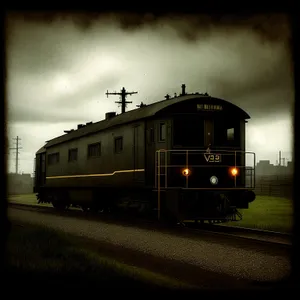 Vintage Passenger Train on Railway Tracks