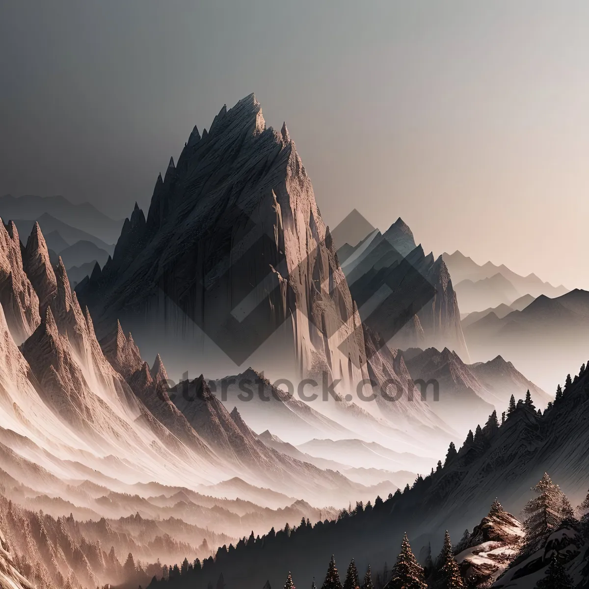 Picture of Snow-capped Glacier Peak in Majestic Alpine Landscape