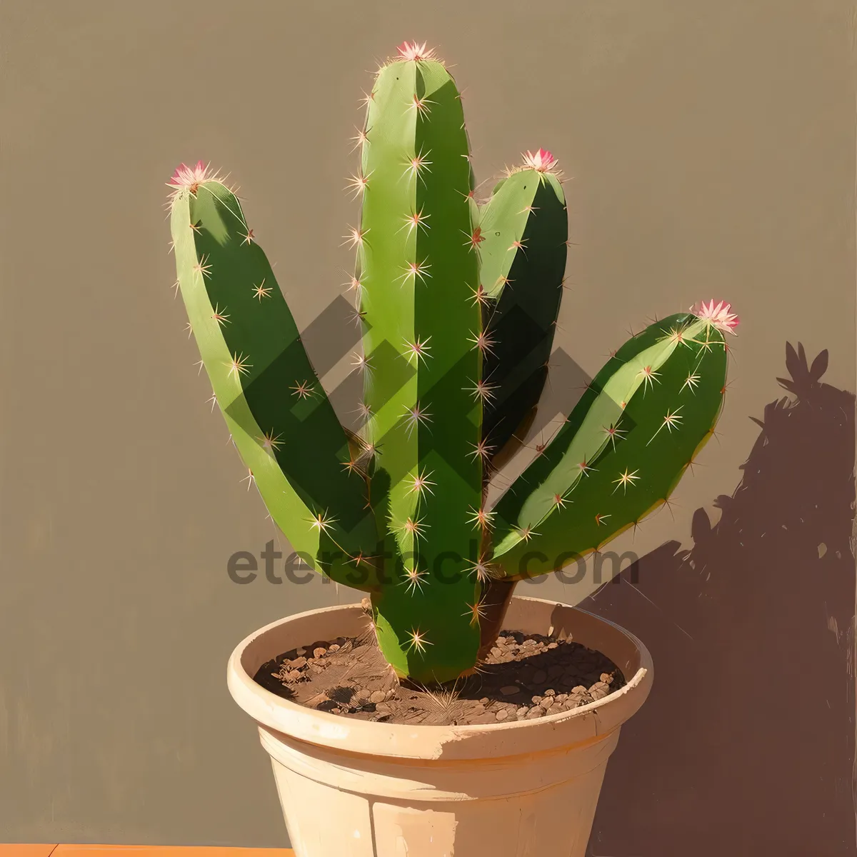 Picture of Fresh Succulent Agave Plant with Vibrant Flower in Pot