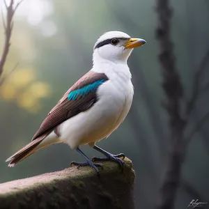 Vibrant Starling perched on tree branch.