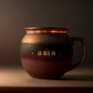 Hot Tea in Brown Coffee Mug with Saucer