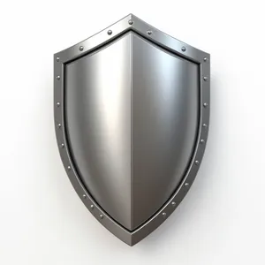 Shiny metal shield emblem with heart symbol icon