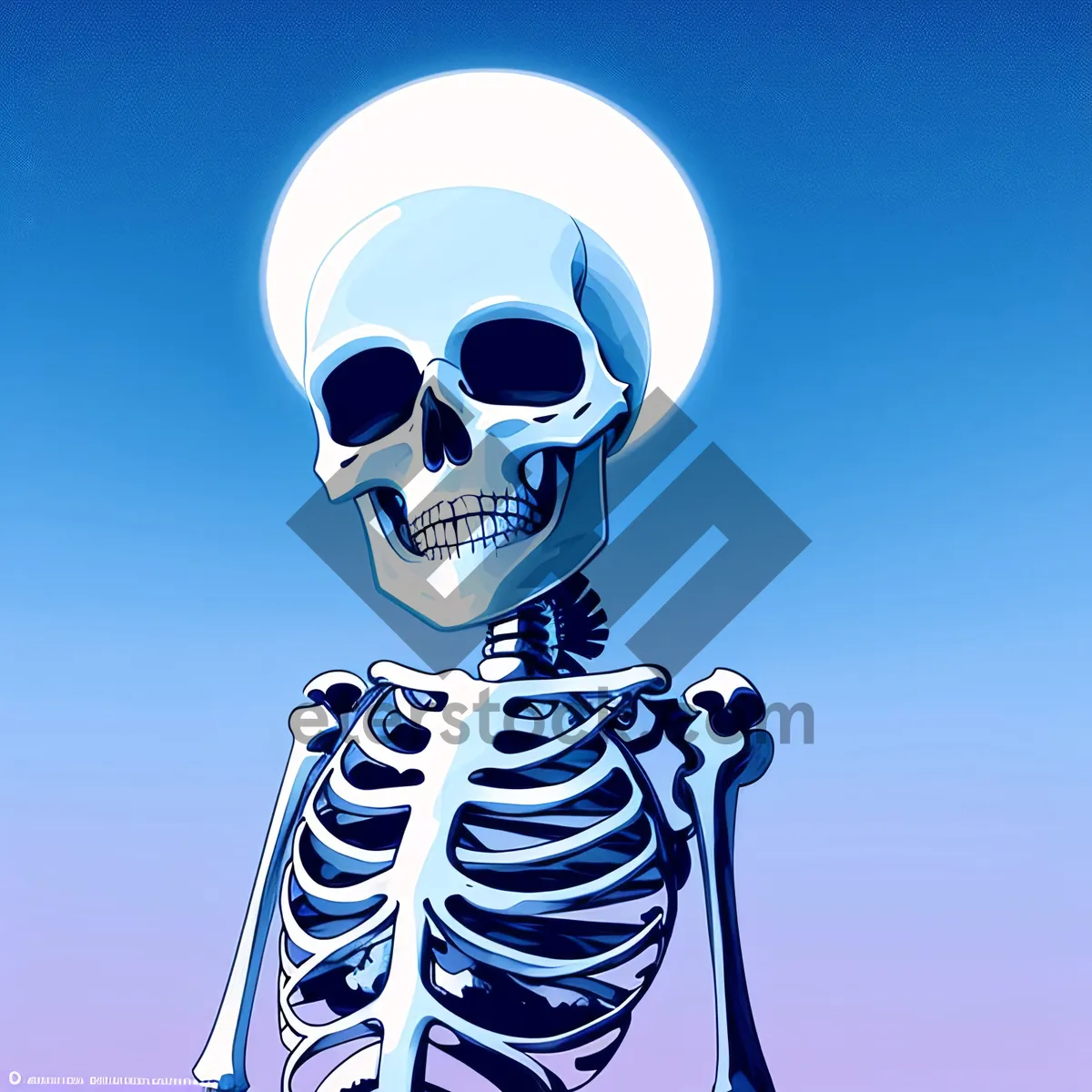 Picture of Spooky Cartoon Skull Man Bust Art