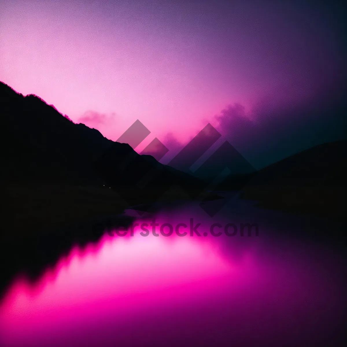 Picture of Vibrant Sunset Sky with Lightning and Stars