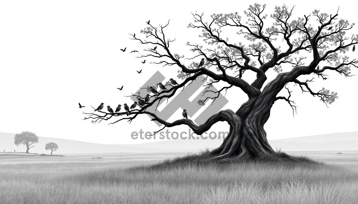 Picture of Black Oak Tree Silhouette in Solitude Forest