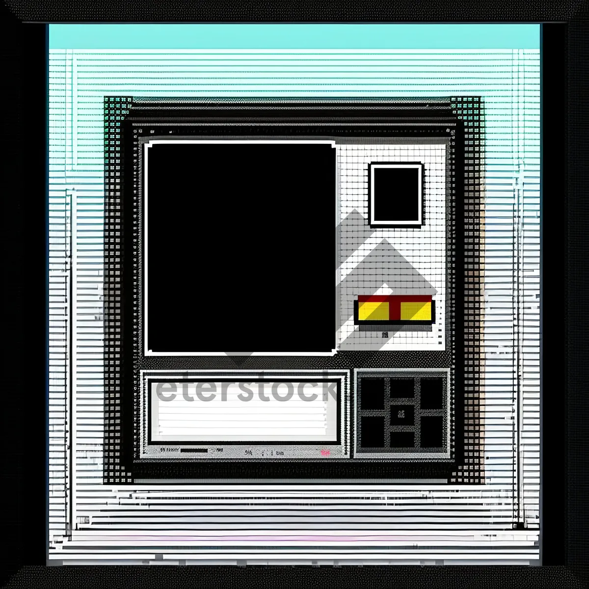 Picture of Vintage Cash Machine on Empty Wall with Retro Monitor
