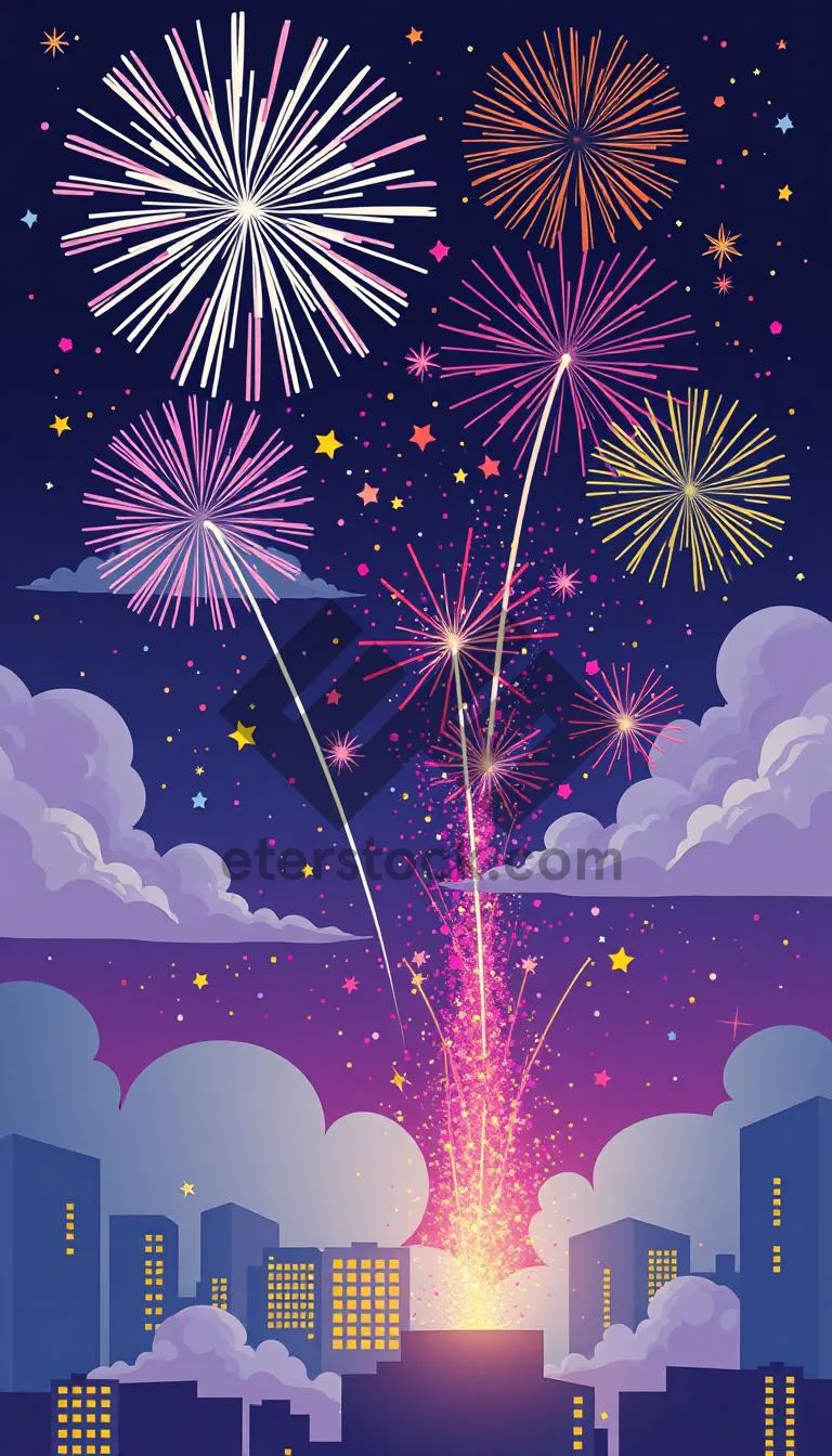 Picture of Starry Winter Night Firework Celebration Decoration