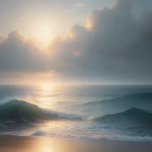 Majestic Sunset over Serene Ocean Horizon