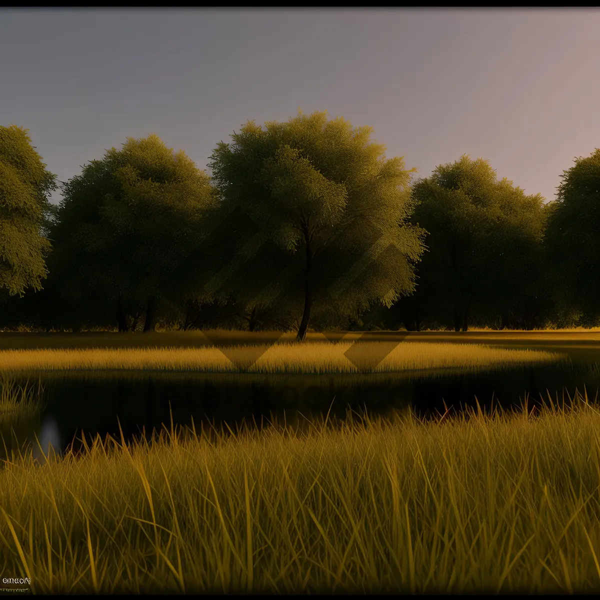 Picture of Serenity in the Countryside: A Majestic Sunset over a Rural Meadow