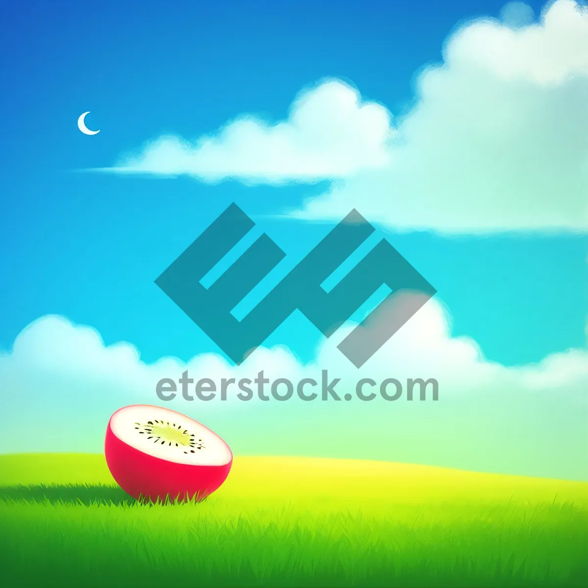Picture of Vibrant landscape with clear skies and lush meadows.