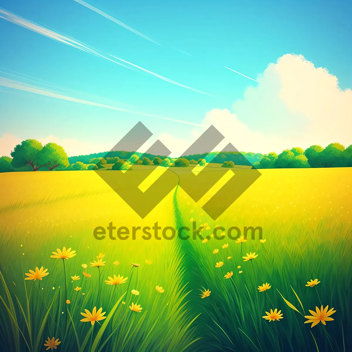 Picture of Idyllic Meadow with Vibrant Yellow Dandelions