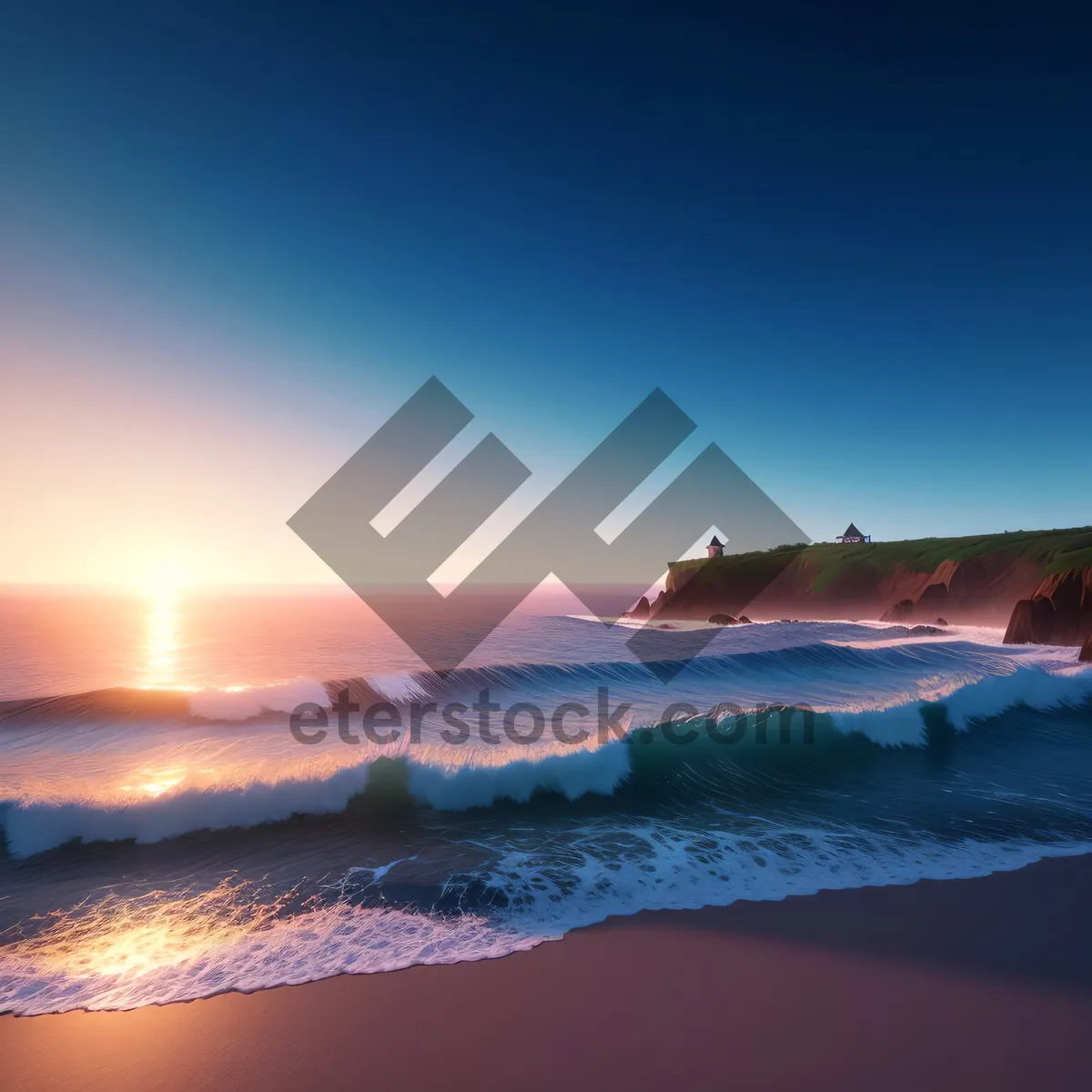 Picture of Serene Sunset Over Tropical Beach