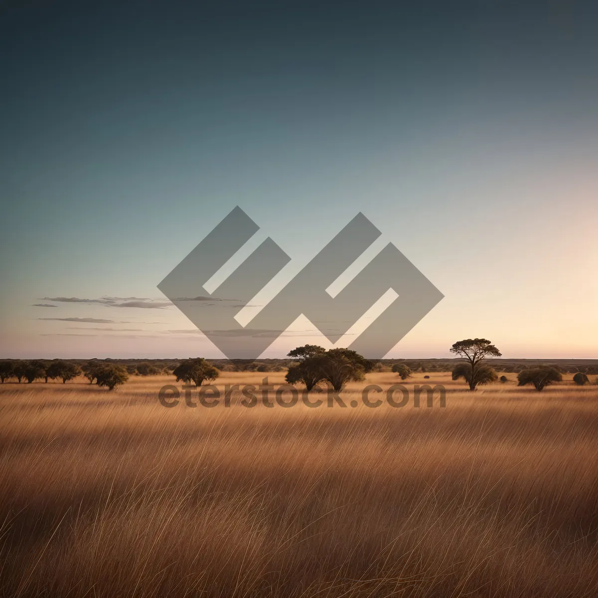 Picture of Lush Steppe Landscape under Clear Skies