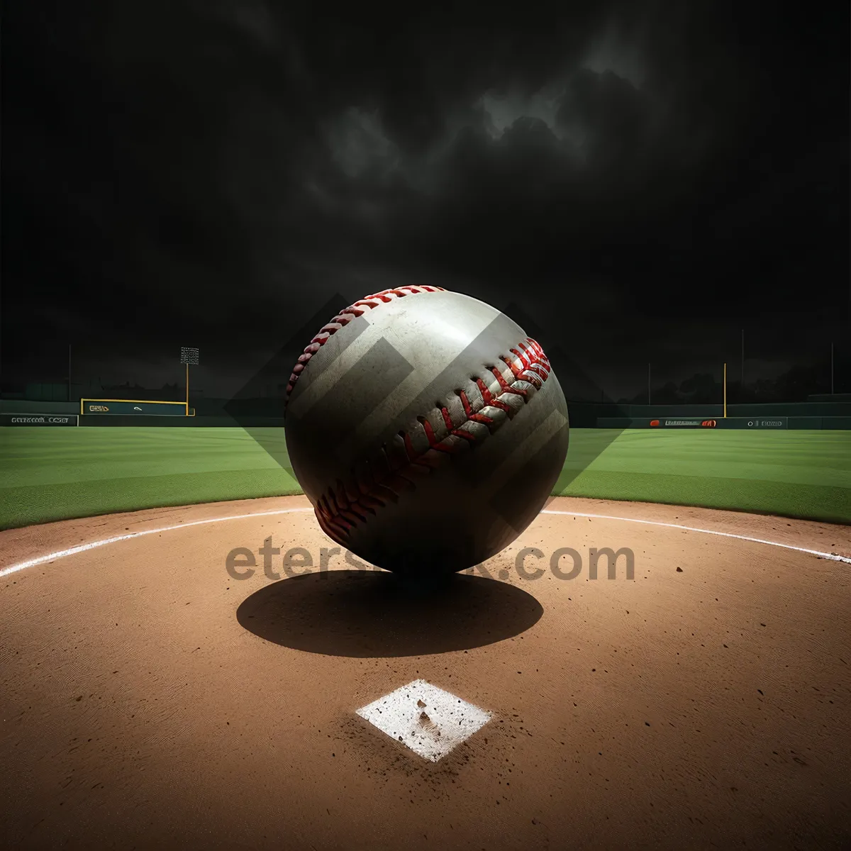 Picture of Baseball equipment on lush green field