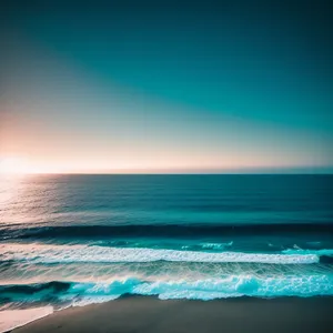 Serene Tropic Paradise: Turquoise Waves Kiss Sandy Beach