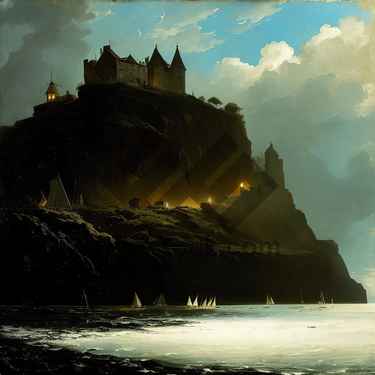 Picture of Sunset over Majestic Coastal Castle