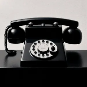 Vintage black rotary dial telephone for business office.