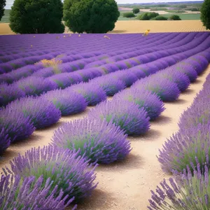 Vibrant Lavender Blooms in Rural Landscape