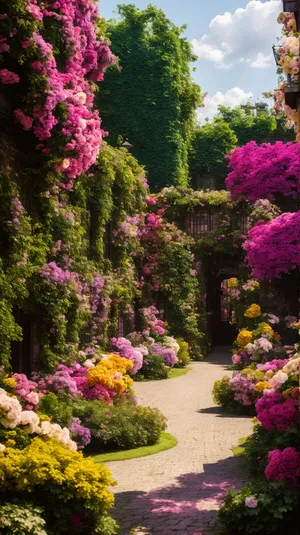 Summer garden flowers in pink and purple blooms