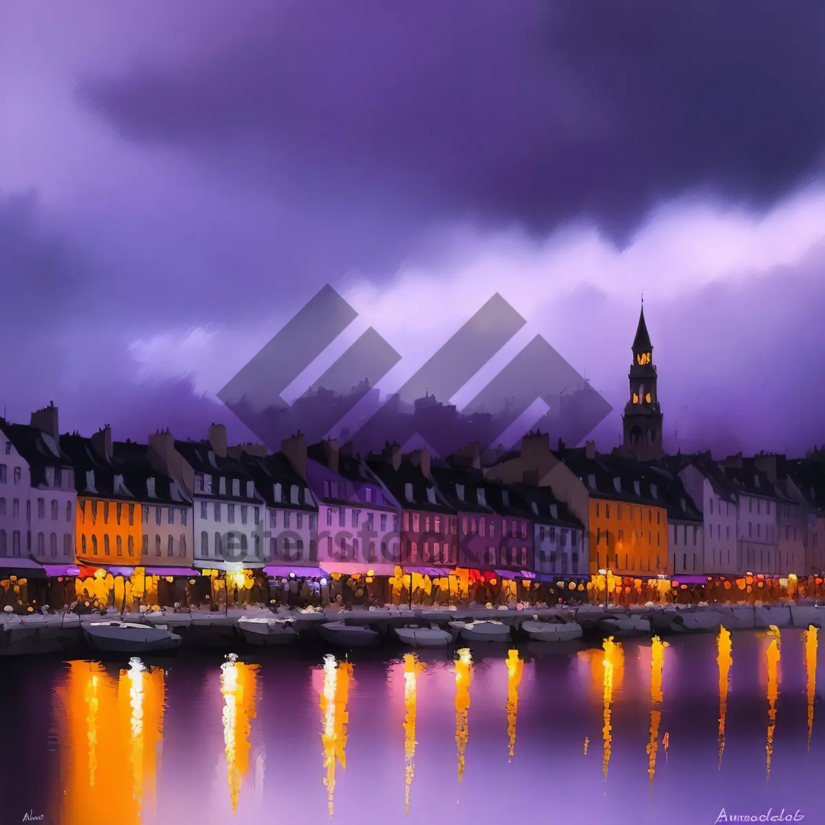 Picture of Enchanting Night View of Famous City Palace Along the River