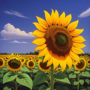 Bright Sunflower Blooming in Vibrant Summer Field