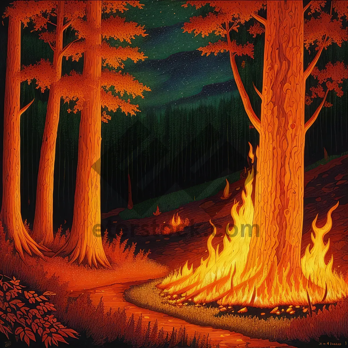 Picture of Fiery Hearth: Embracing the Heat & Warmth