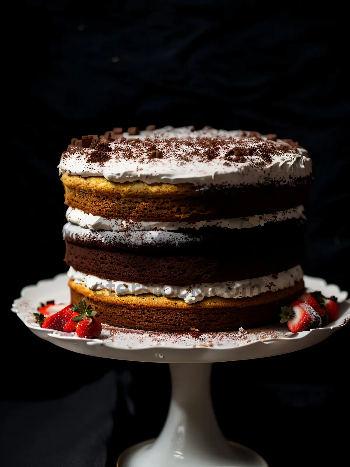 Picture of Decadent Chocolate Cake Slice with Creamy Frosting