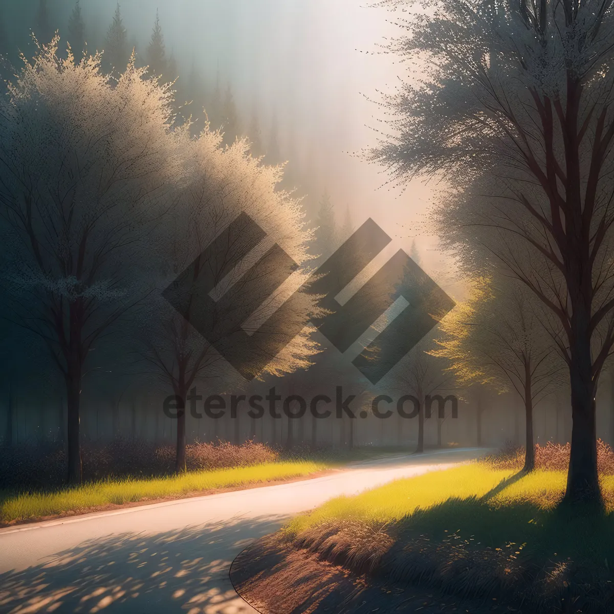 Picture of Sunset over the Rural Forest: A Majestic Horizon