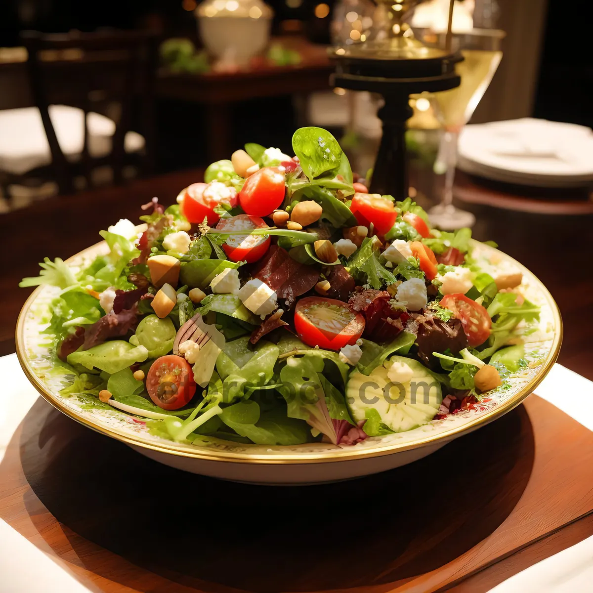 Picture of Fresh and Delicious Gourmet Salad with Vegetables and Cheese